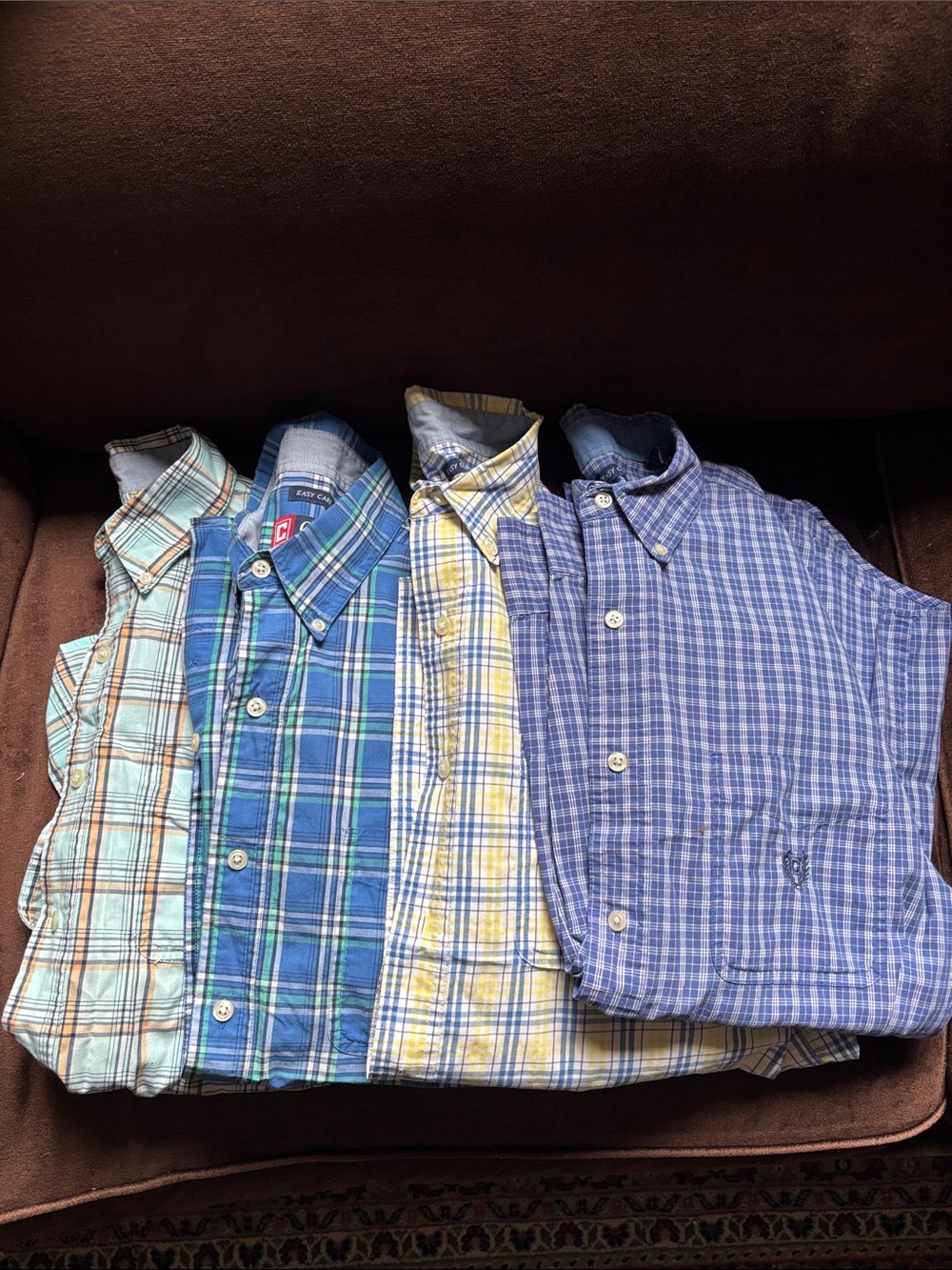 4 Chaps Blue Plaid Button-Down Shirts